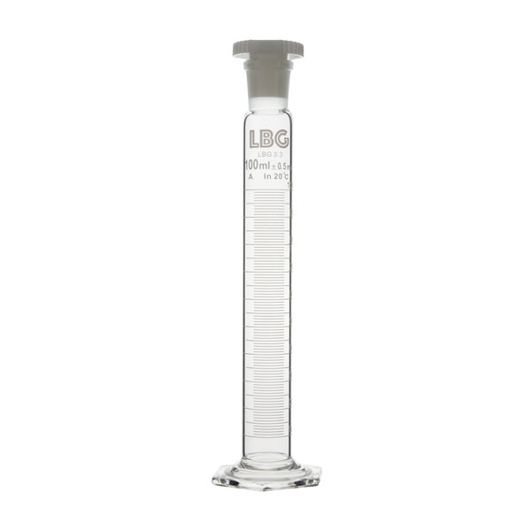 MEASURING CYLINDER HEXAGONAL BASE, WITH PLASTIC STOPPER, CLASS B - Image 3