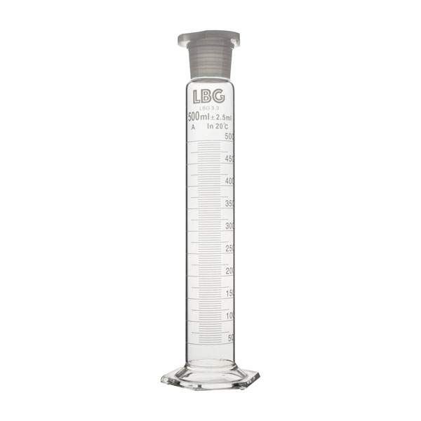 MEASURING CYLINDER HEXAGONAL BASE, WITH PLASTIC STOPPER, CLASS B - Image 4