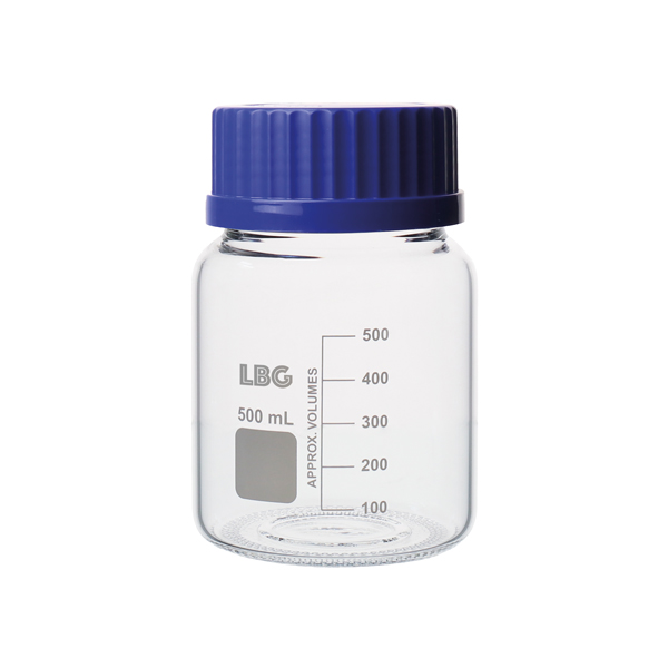 GRADUATED BOTTLE WITH ISO THREAD, MADE OF BOROSILICATE GLASS 3.3, WIDE MOUTH - Image 2