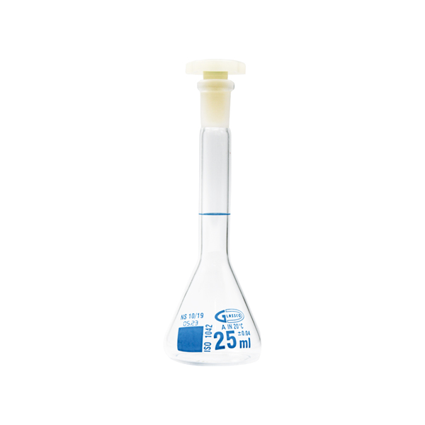 VOLUMETRIC FLASK CLASS A, TRAPEZOIDAL, GLASSCO